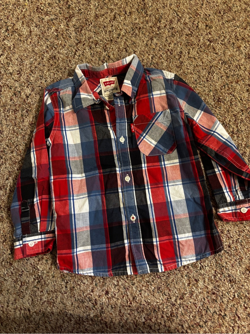 Levi's Red, Blue & Black Plaid Button-Down Shirt
